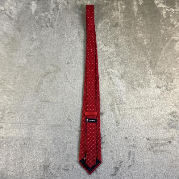 Chaps Ralph Lauren Red Geometric Pattern Neck Tie - Picture 2 of 4